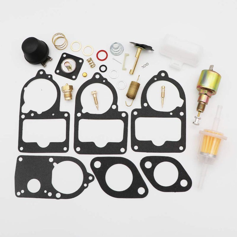 KIPA Carburetor Rebuild kit For VW SOLEX Brosol Bocar 28 30 34 PICT-3 Stock Carburetor Repair, With Float & 12V Cut off Valve Solenoid - Image 2